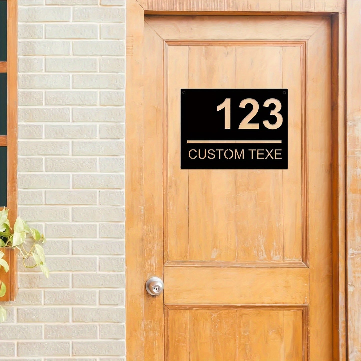 Customizable Metal Address Plaque - Sturdy Iron House Number Sign, Personalized Door Hanger for Adults, Contemporary Street Address Plate for Ages 14 and Up - Black