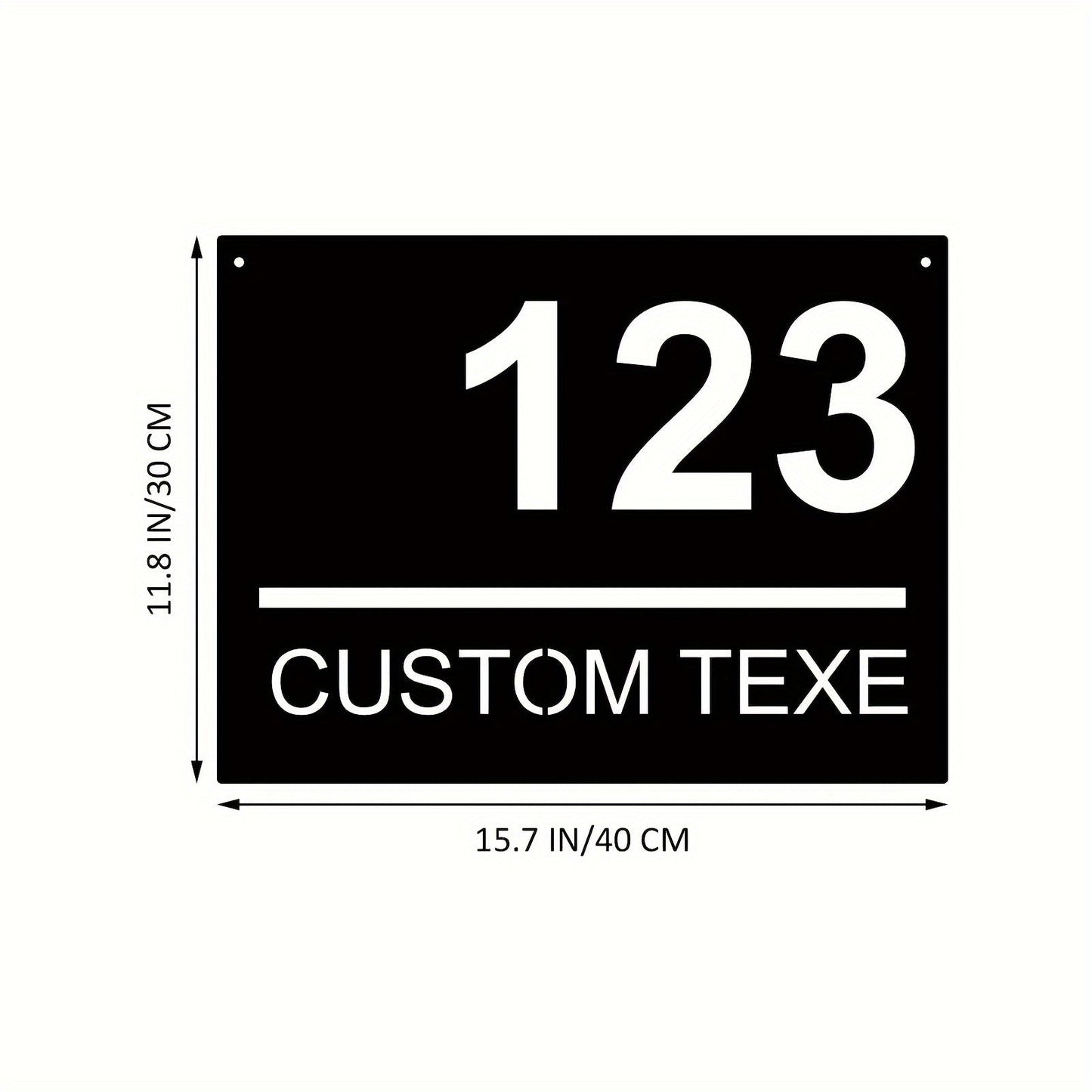 Customizable Metal Address Plaque - Sturdy Iron House Number Sign, Personalized Door Hanger for Adults, Contemporary Street Address Plate for Ages 14 and Up - Black