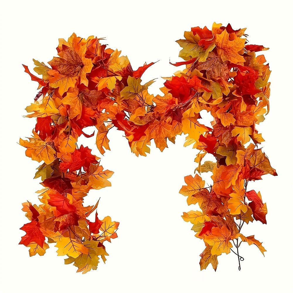 Celebrate the season with our stunning Festive Autumn Leaf Wreath, featuring vibrant artificial maple and red ivy garland. This silk hanging vine is perfect for decorating your home, wedding, garden, fireplace mantel, and outdoor spaces. It's ideal for