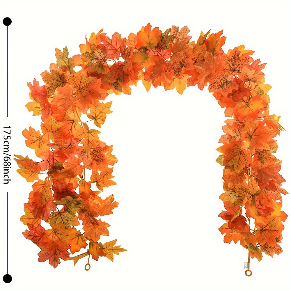 Celebrate the season with our stunning Festive Autumn Leaf Wreath, featuring vibrant artificial maple and red ivy garland. This silk hanging vine is perfect for decorating your home, wedding, garden, fireplace mantel, and outdoor spaces. It's ideal for