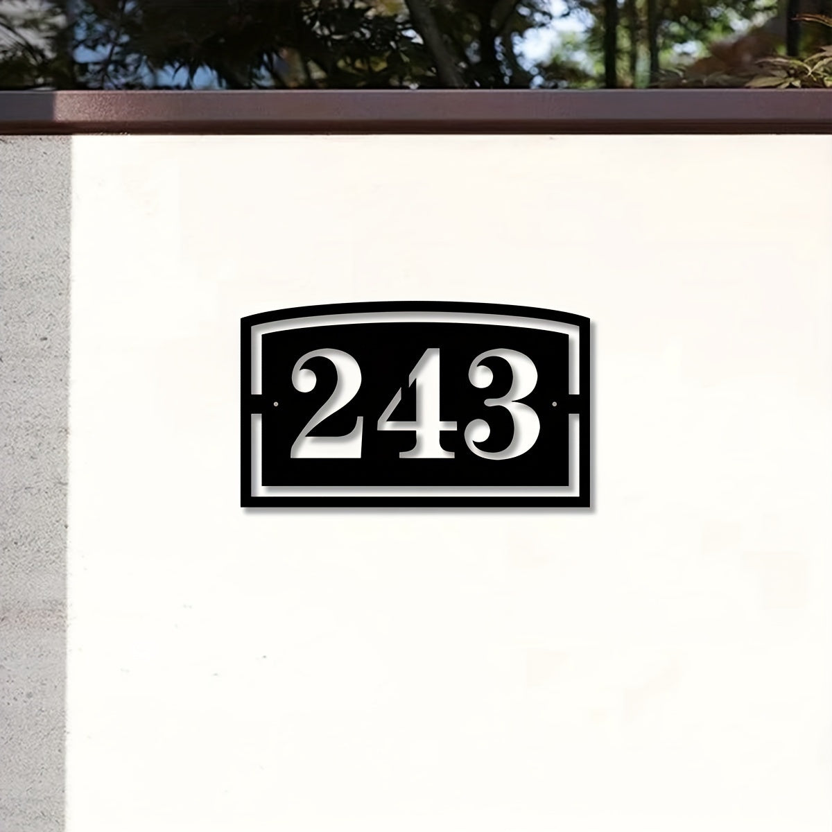 Personalized Black Iron House Number Sign 243, Weatherproof Wall Mount Address Plaque with Custom Street Name, Simple to Install for Outdoor Home Decor, Perfect for Year-Round Holidays such as Christmas, Halloween, and Thanksgiving.