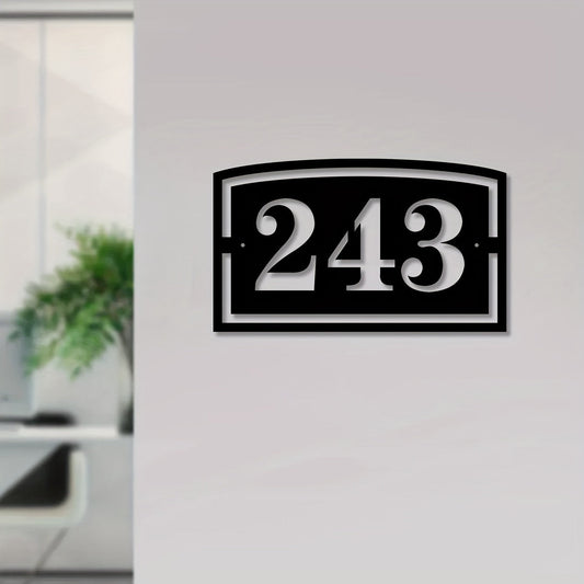 Personalized Black Iron House Number Sign 243, Weatherproof Wall Mount Address Plaque with Custom Street Name, Simple to Install for Outdoor Home Decor, Perfect for Year-Round Holidays such as Christmas, Halloween, and Thanksgiving.