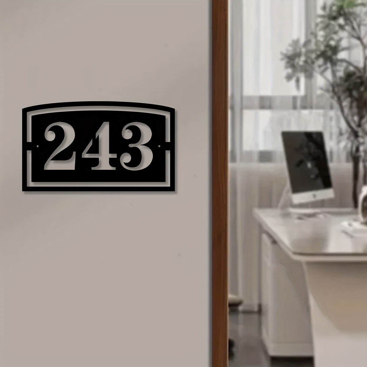 Personalized Black Iron House Number Sign 243, Weatherproof Wall Mount Address Plaque with Custom Street Name, Simple to Install for Outdoor Home Decor, Perfect for Year-Round Holidays such as Christmas, Halloween, and Thanksgiving.