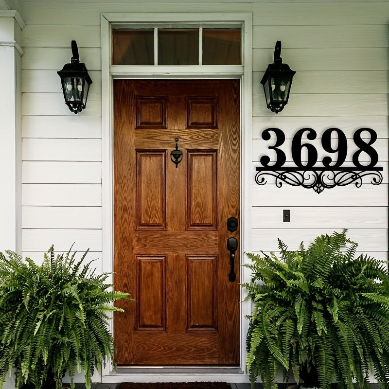 Customize your home with this durable Black Iron House Number Sign. Made to withstand all weather conditions, this rust-resistant outdoor plaque is a perfect addition to your lawn or garden. Easy to install and sure to make a statement for your family's