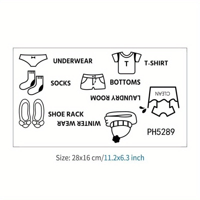 Стильные ПВХ-наклейки для организации одежды и предметов декора, идеально подходят для маркировки организаторов для искусства в спальне (коробки для хранения не включены).