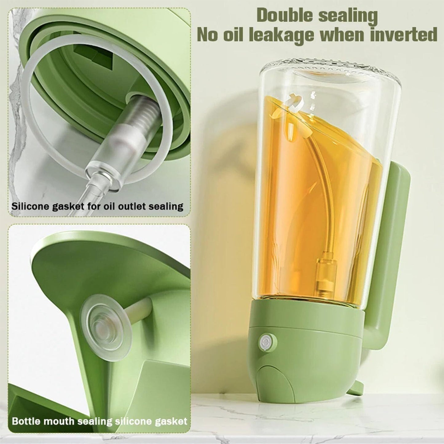 2-in-1 Glass Oil Dispenser and Sprayer for Cooking and Baking - PVC-Free, Must-Have Kitchen Tool for Every Cook