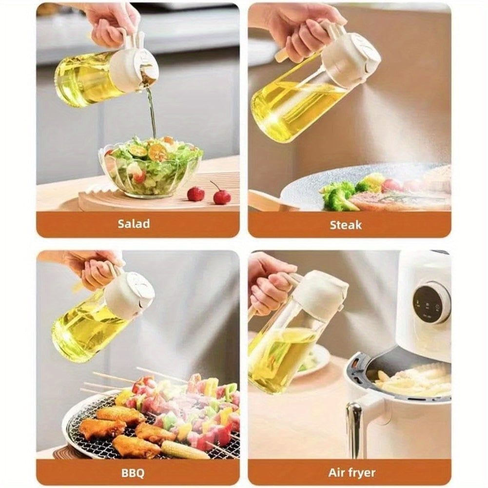 2-in-1 Glass Oil Dispenser and Sprayer for Cooking and Baking - PVC-Free, Must-Have Kitchen Tool for Every Cook