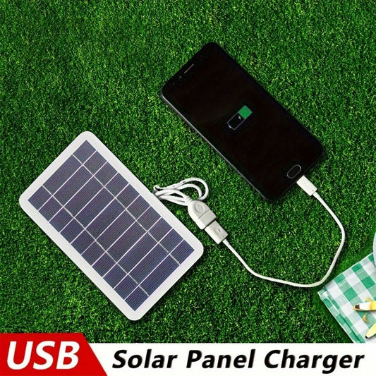 USB Solar Panel Charger for Outdoor Travel & Camping - Solar Powered with Charge Controller ≤36V. Female to Male USB Connector for Phones, Power Banks, Flashlights, Fans.