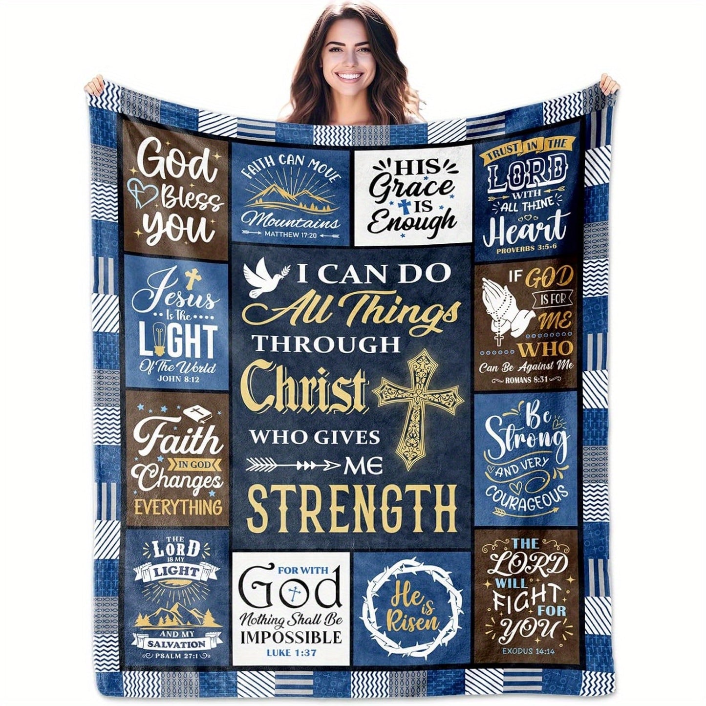 Cozy Christian Themed Throw Blanket featuring Vintage Religious Quotes - Lightweight, All-Season Flannel Fleece with Digital Print, Machine Washable - Perfect Gift for Faithful Believers