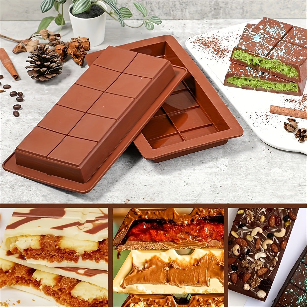 Make your own protein bars and candies with this silicone chocolate mold! It is latex-free and perfect for special occasions like Christmas, Thanksgiving, and Mother's Day. The mold is easy to release and clean, making it a convenient tool for any DIY