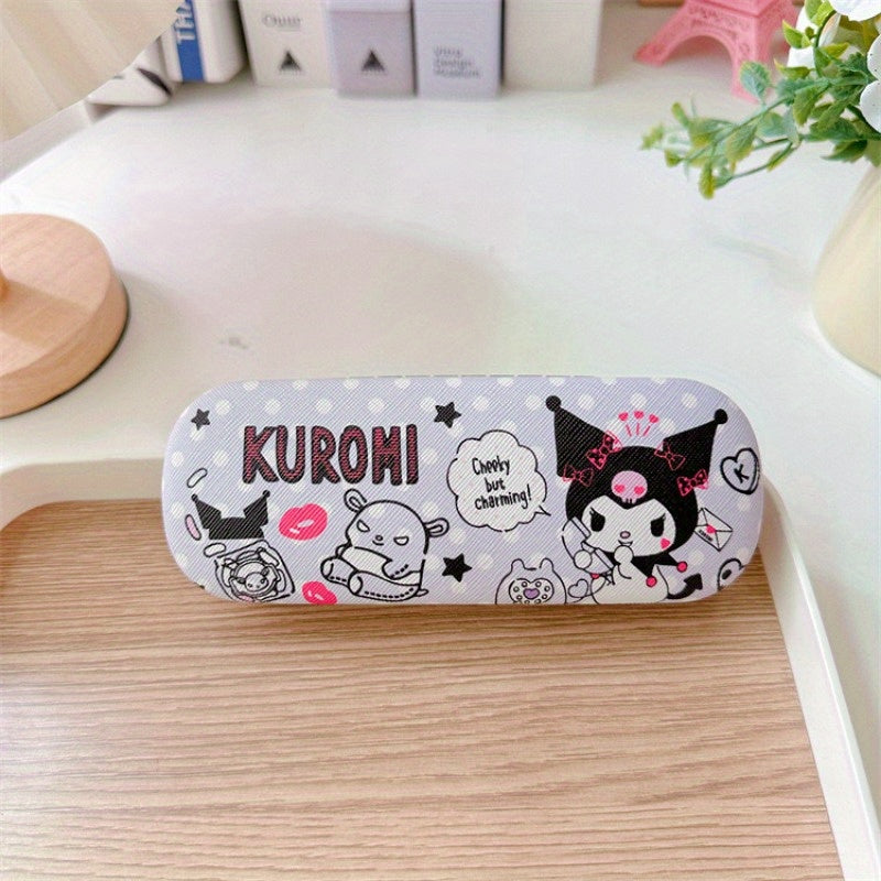 Stylish Design, Sanrio Kuromi Chic Faux Leather Glasses Case - Tough, Shockproof Protection for Fashion Glasses & Prescription Eyewear, Sanrio