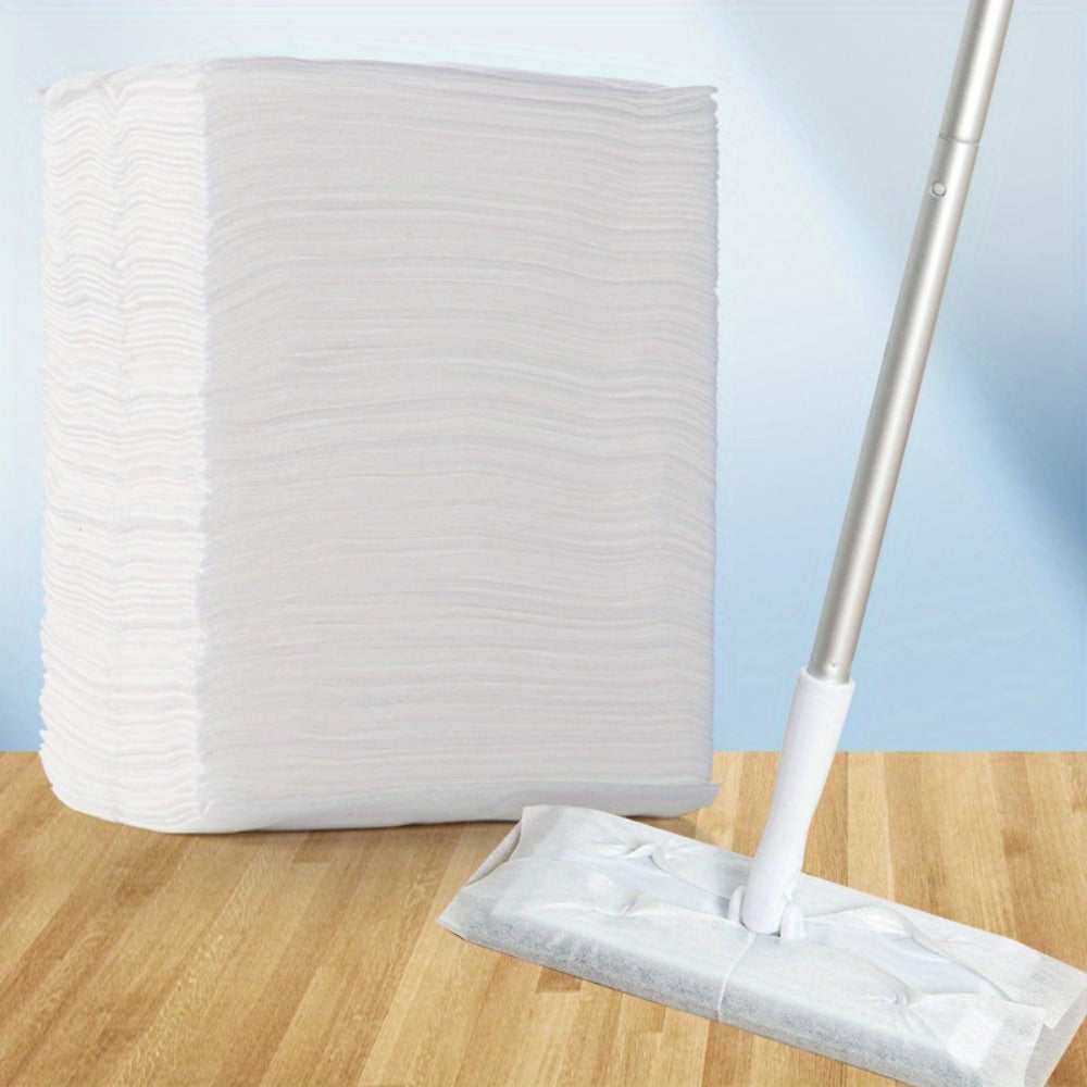 Keep your home clean with a 100-Pack of Disposable Dry Sweeping Cloths - perfect for dust removal without the need for electricity. Suitable for use in the living room, bedroom, bathroom, kitchen, and on floors.