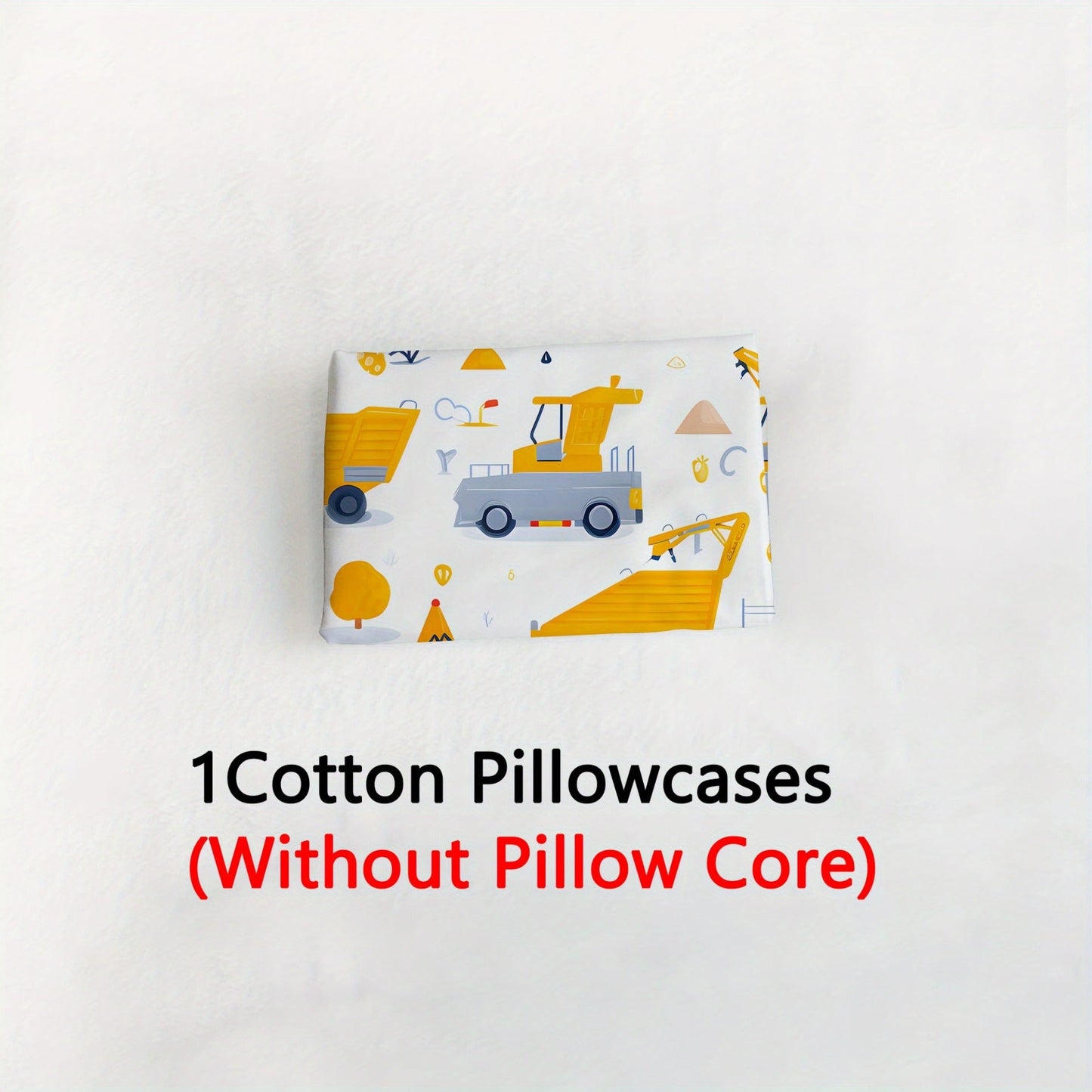 This pillowcase is made from 100% cotton and features a fun cartoon engineering vehicle design. The pattern is created using 3D digital printing on pure natural fiber fabric, making it soft, comfortable, and skin-friendly. It is perfect for use in the