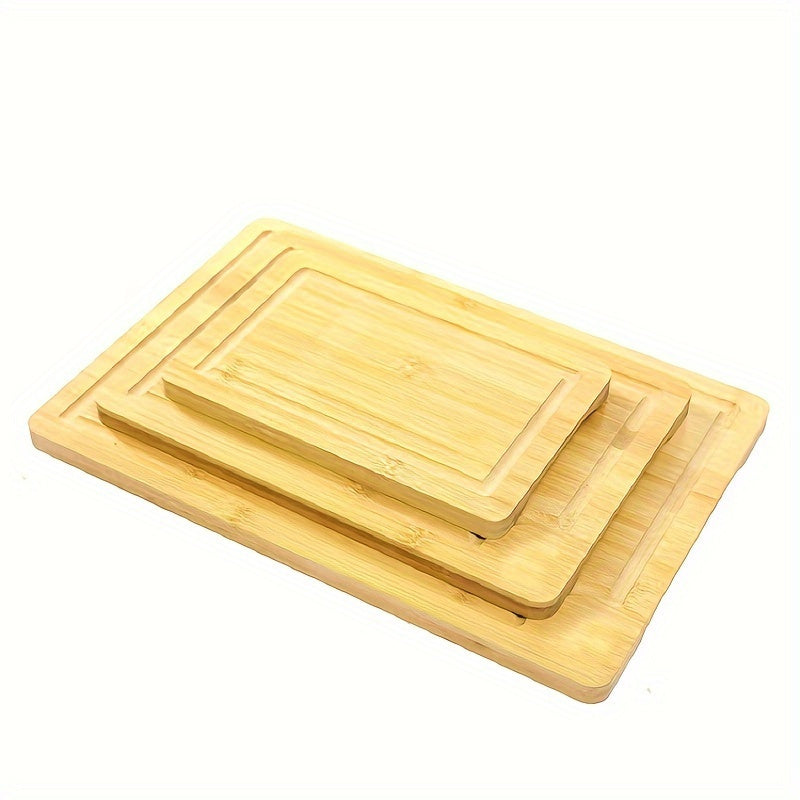 Bamboo Kitchen Cutting Board Set - 3 Piece Set with Juice Groove, Serving Tray, and Easy-to-Hold Handle - Heavy-Duty Cutting Board Ideal for Meat, Vegetables, and More