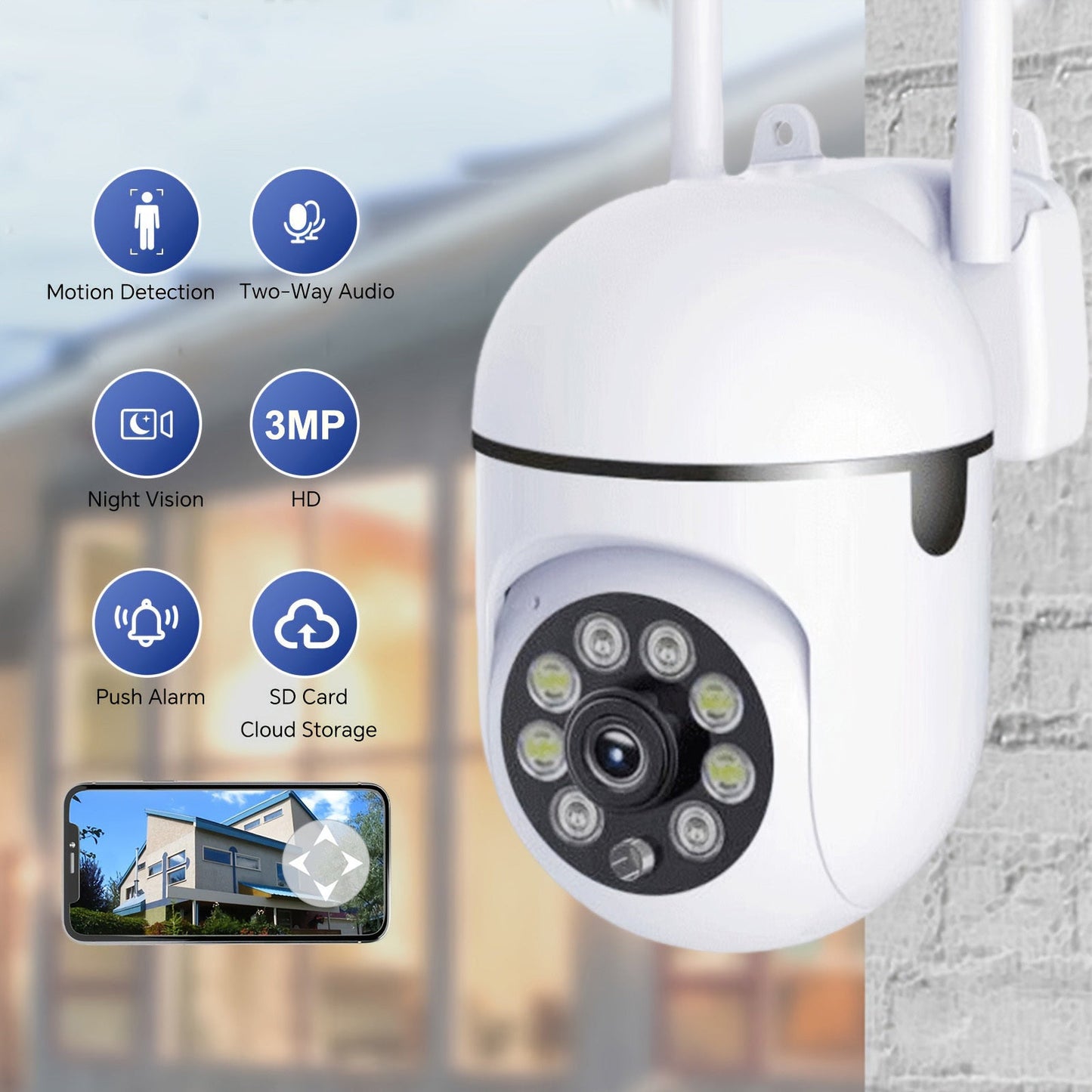 Introducing the Teruhal Smart Security Camera, featuring a 3MP resolution for crystal-clear images, seamless WiFi connectivity, advanced auto-tracking technology, enhanced full-color night vision, intelligent AI motion detection, a wide 355° horizontal