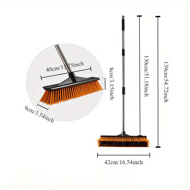 Patio Broom with Long Handle and Stiff Bristles for Outdoor Cleaning of Yard, Garden, Home, Living Room, Walls, and Tiles