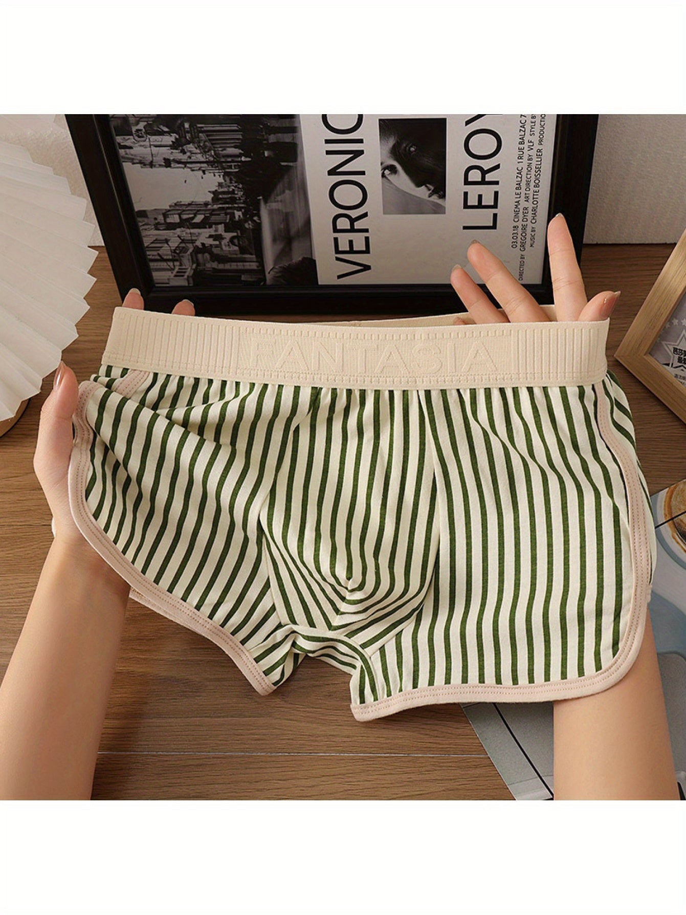 Cotton Striped Boxer Briefs for men, comfortable and breathable with loose fit, ideal for running.