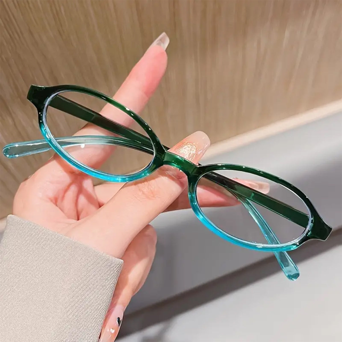 1pc Oval Women'S Glasses with Anti-Blue Light Lens and Fashionable Plastic Frame, Elliptical Style