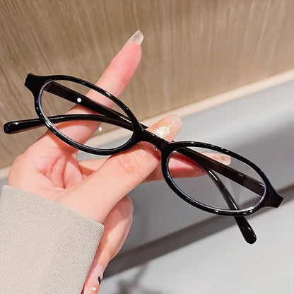 1pc Oval Women'S Glasses with Anti-Blue Light Lens and Fashionable Plastic Frame, Elliptical Style