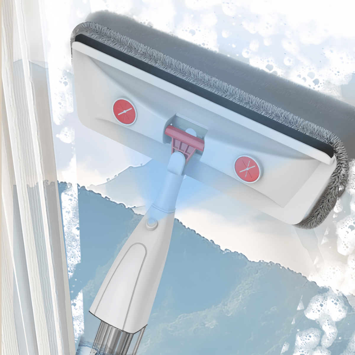 Spray Mop with Built-In Scraper - Conveniently Cleans Windows & Floors Hands-Free, Spacious Capacity for Bedrooms, Bathrooms, and Living Rooms