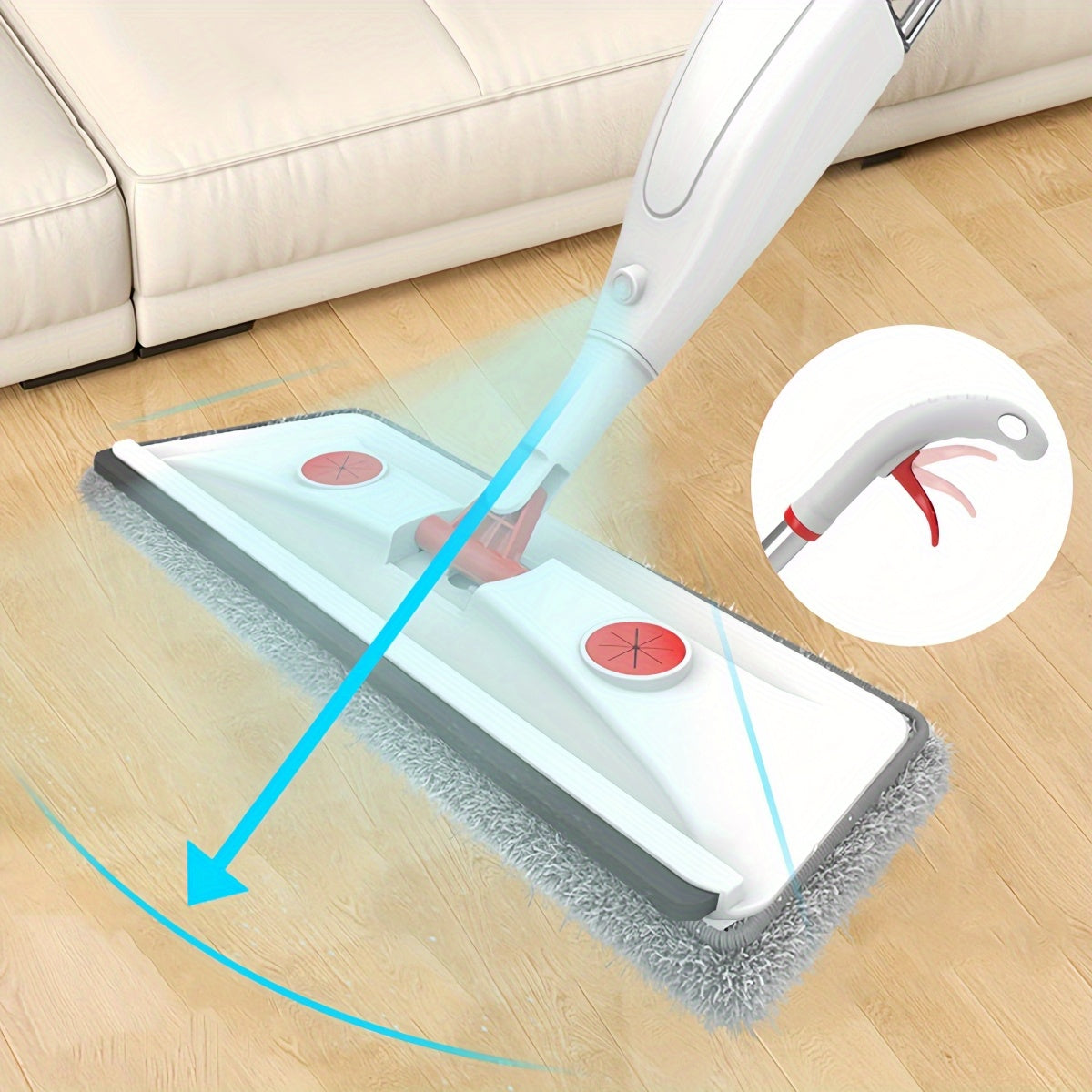 Spray Mop with Built-In Scraper - Conveniently Cleans Windows & Floors Hands-Free, Spacious Capacity for Bedrooms, Bathrooms, and Living Rooms