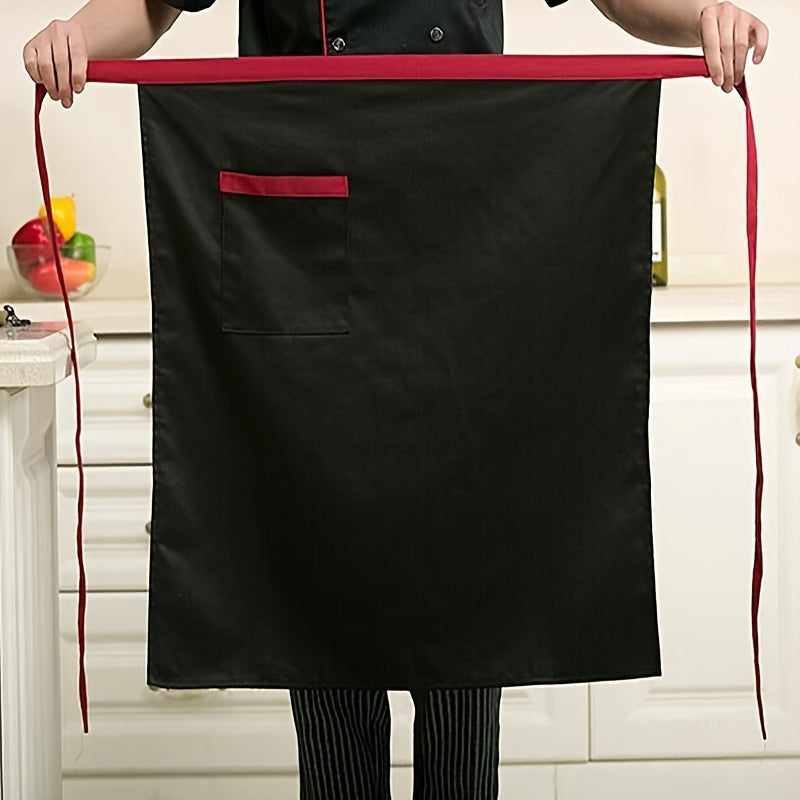 Our high-quality Black Canvas Chef Apron is perfect for all your kitchen needs. This durable, adjustable apron is oil and stain resistant, making it ideal for cooking, baking, gardening, and BBQ. The stylish half-length design with pockets makes it both