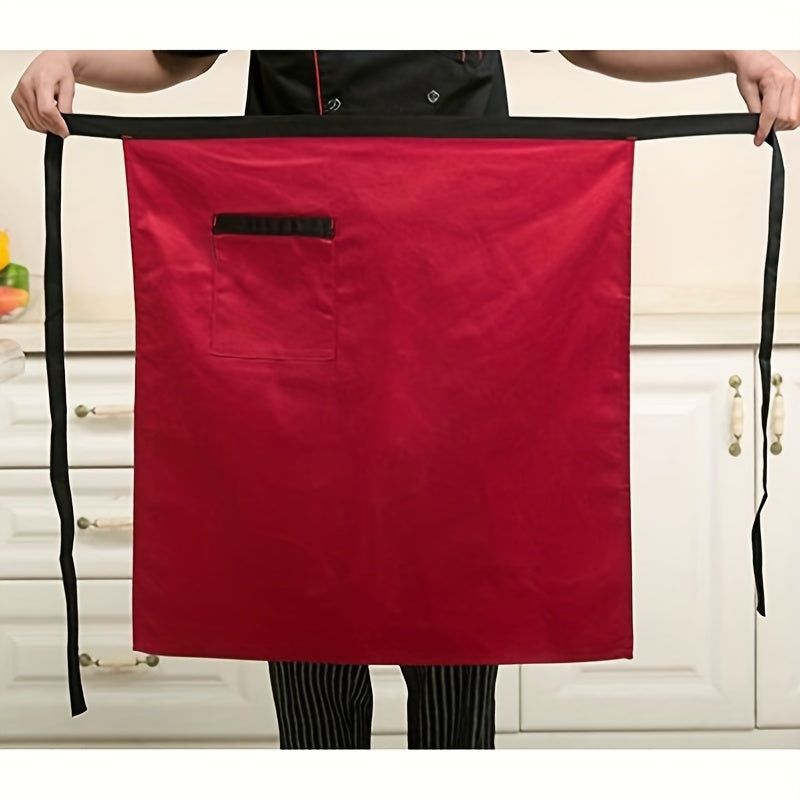 Our high-quality Black Canvas Chef Apron is perfect for all your kitchen needs. This durable, adjustable apron is oil and stain resistant, making it ideal for cooking, baking, gardening, and BBQ. The stylish half-length design with pockets makes it both