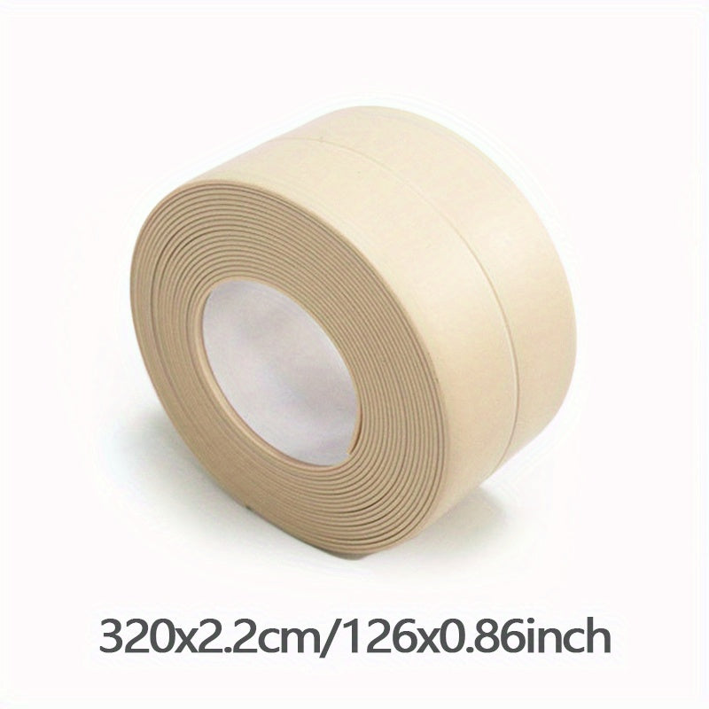 1 roll of waterproof self-adhesive PVC caulk tape for kitchen and bathroom surfaces, providing gap protection and edge shielding.