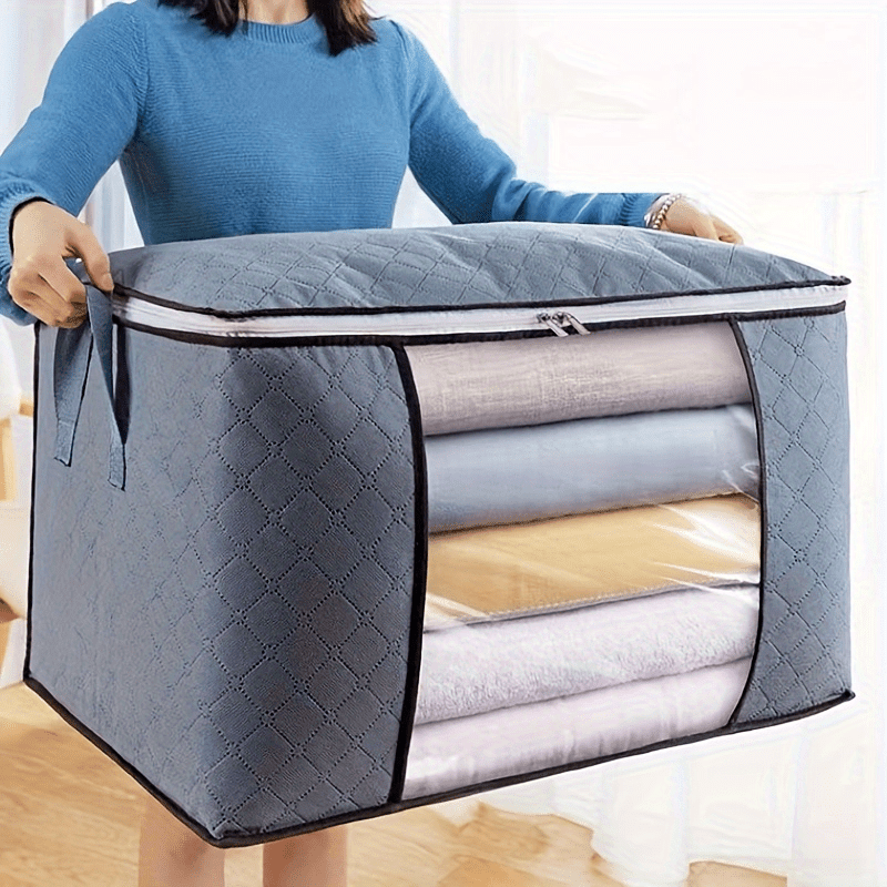 Durable Extra-Large Zippered Storage Bag - Convenient Portable Organizer for Clothes and More, Made with Strong Woven Material, Perfect for Storing Clothes, Laundry, and More