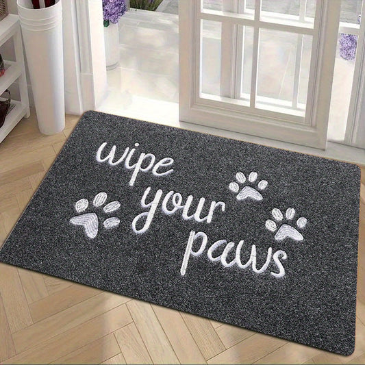 Extra Large "Wipe Your Paws" Welcome Mat - 1.2cm Thick Sponge, Anti-Skid & Easy to Clean, Cute Dog Paw Prints Design for Indoor/Outdoor Use, Ideal for Adding a Festive Touch to Your Home and Porch