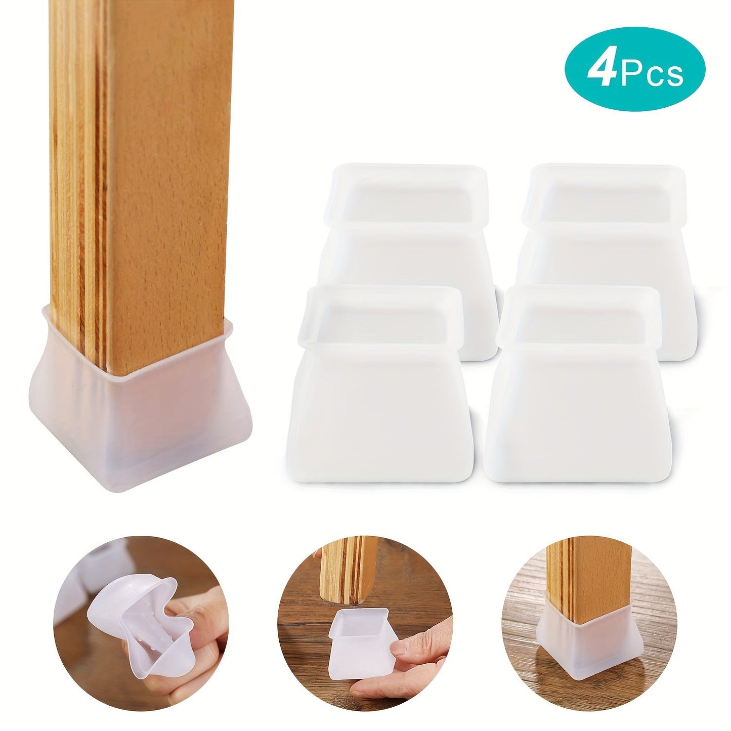 Protect your floors with 4 silicone chair leg protectors - perfect for covering furniture in your office desk and home decor.