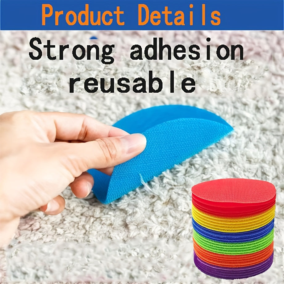 Reusable adhesive plastic carpet markers with strong adhesion and a convenient storage pouch - perfect for use in the office, on the porch, during gaming sessions, yoga practice, and outdoor activities.