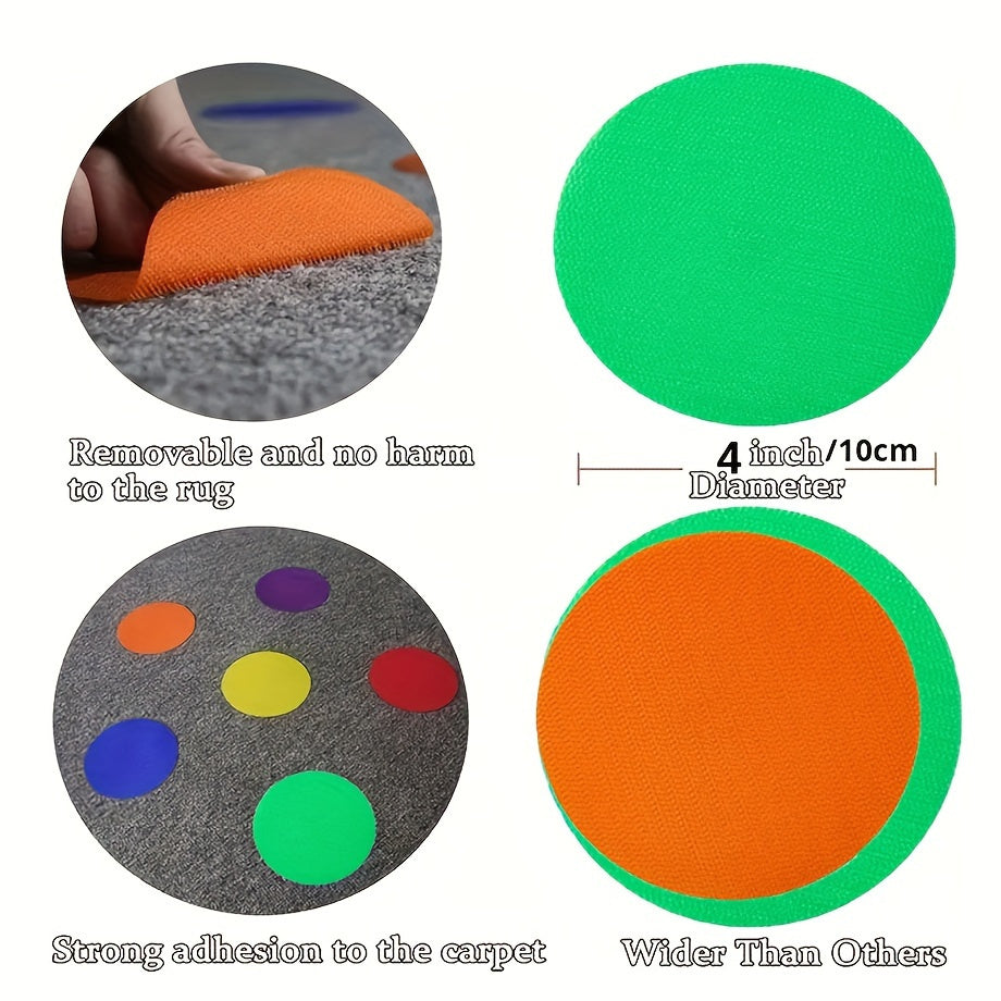 Reusable adhesive plastic carpet markers with strong adhesion and a convenient storage pouch - perfect for use in the office, on the porch, during gaming sessions, yoga practice, and outdoor activities.