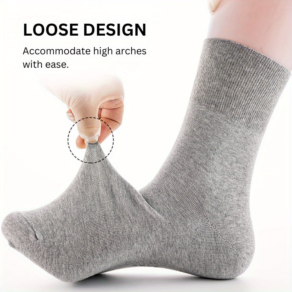 10 pairs of unisex diabetic socks made of breathable polyester fiber spandex blend with comfortable elastic knitted fabric, ideal for elderly.