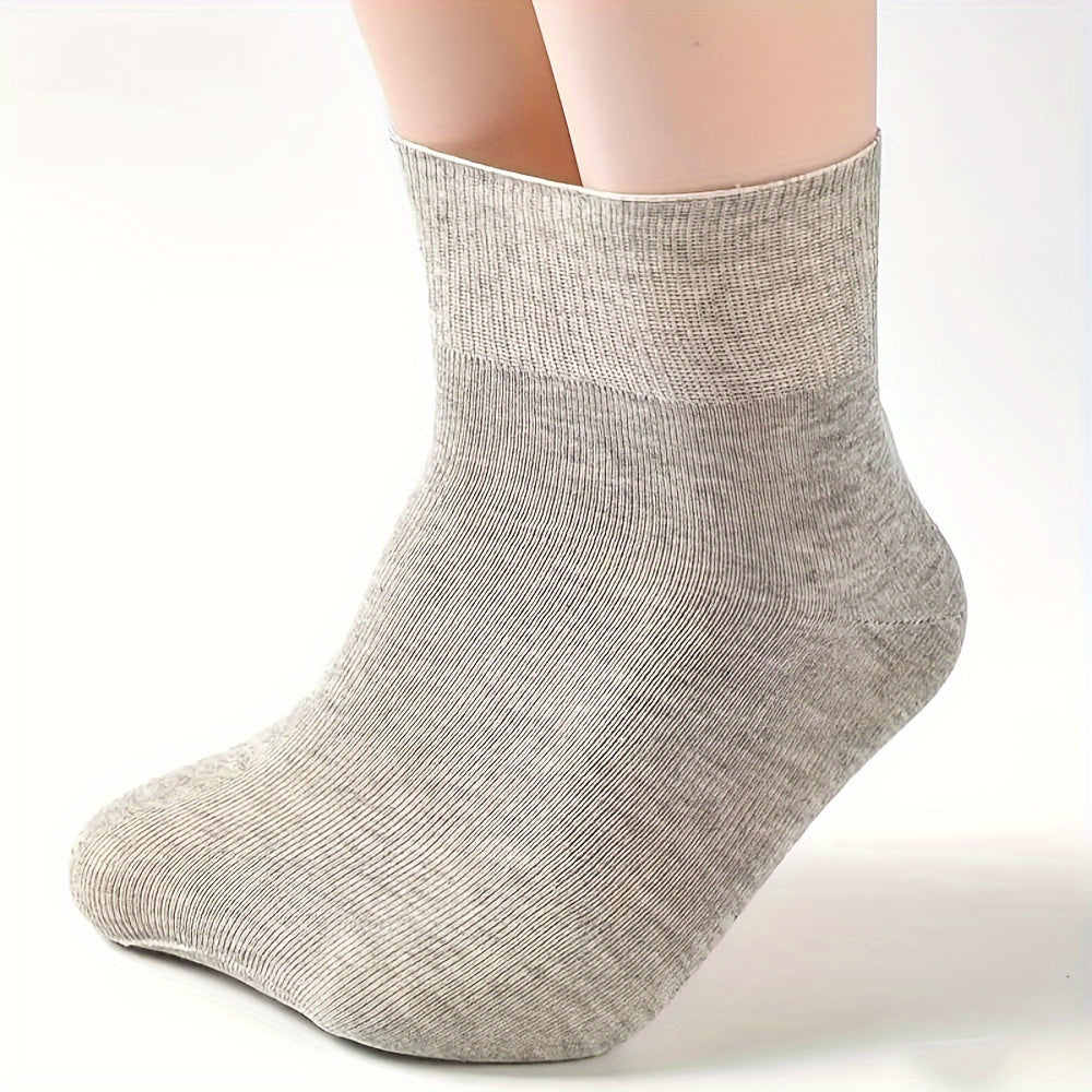 10 pairs of unisex diabetic socks made of breathable polyester fiber spandex blend with comfortable elastic knitted fabric, ideal for elderly.