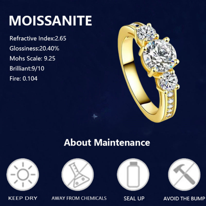 Experience luxury with the LOVESSOM Luxury Royal 925 Sterling Silver Moissanite Engagement Ring. This stunning ring features a 3.6 carat moissanite stone set in 18K golden plated sterling silver. Its classic vintage style is perfect for both men and