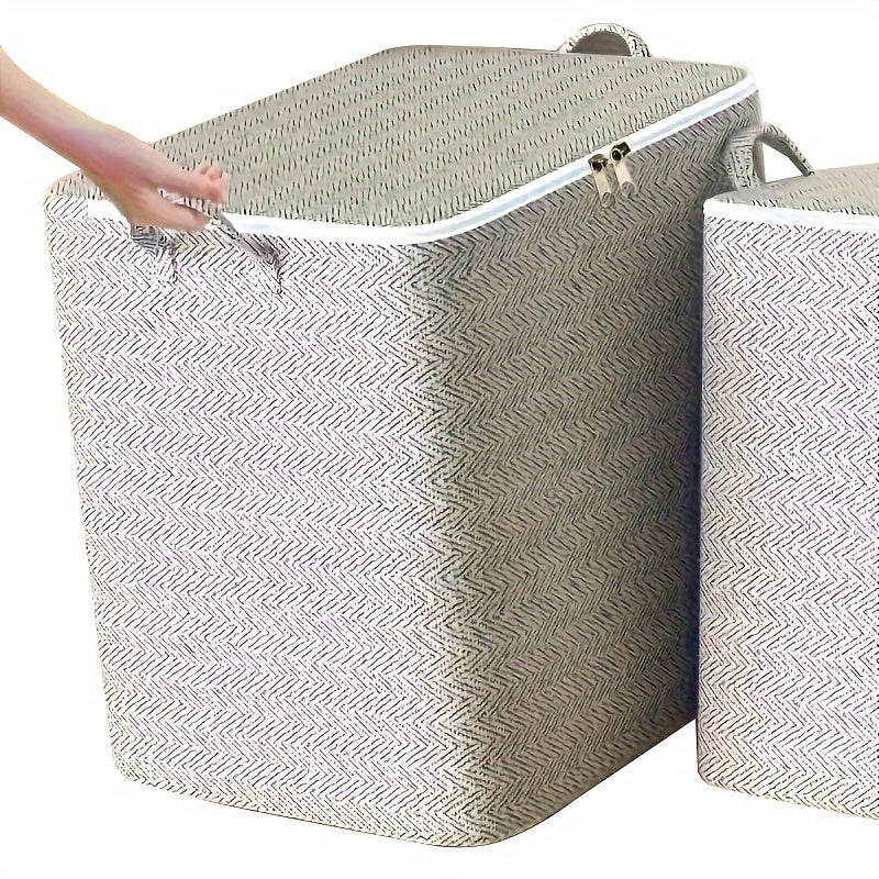 Large Capacity Foldable Storage Bags in a Set of 2 - Organize Quilts, Comforters, and Dorm Items with Moisture-Proof Polyester Material and Striped Pattern