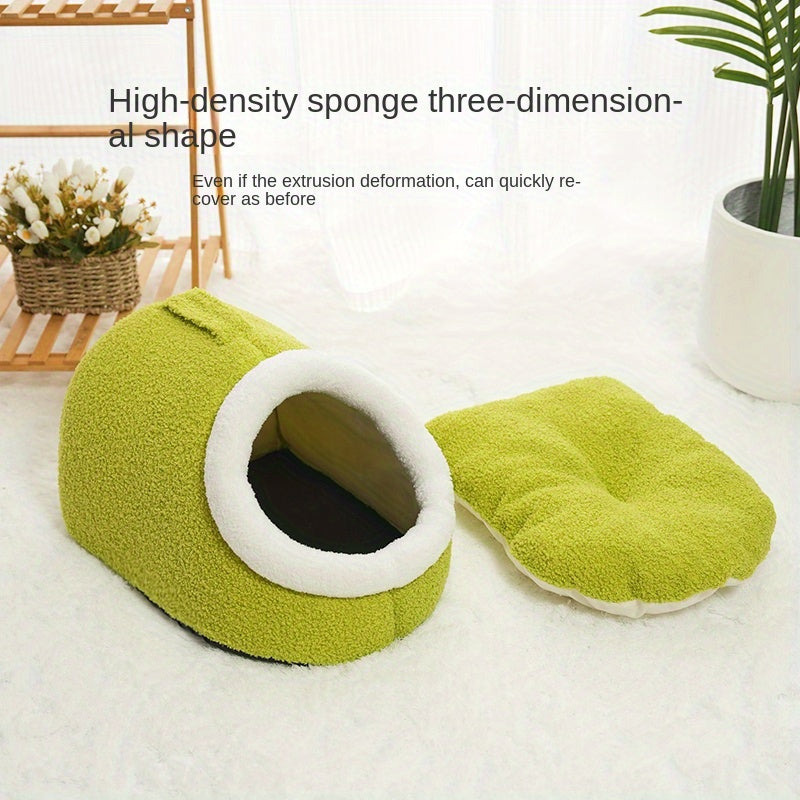 Cozy Pet Nest, Semi-Enclosed Pet Bed for Small Dogs, Multiple Colors, Polyester Fiber, Suitable for Small to Toy Breeds