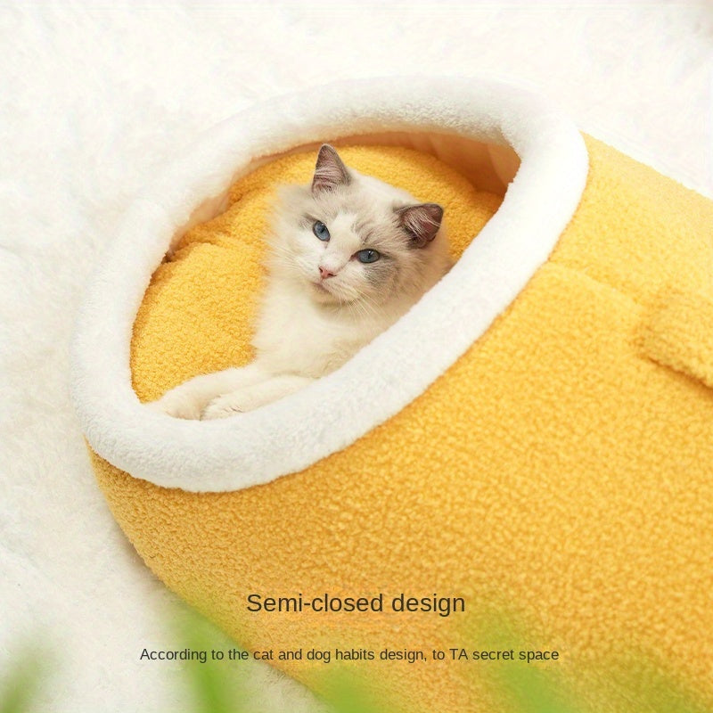 Cozy Pet Nest, Semi-Enclosed Pet Bed for Small Dogs, Multiple Colors, Polyester Fiber, Suitable for Small to Toy Breeds