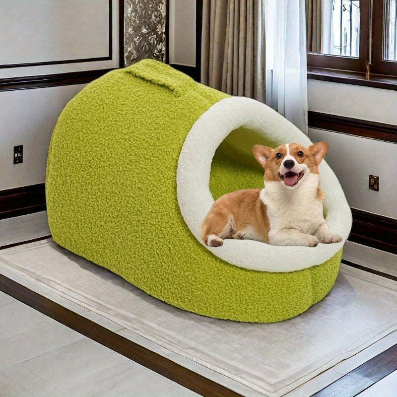 Cozy Pet Nest, Semi-Enclosed Pet Bed for Small Dogs, Multiple Colors, Polyester Fiber, Suitable for Small to Toy Breeds