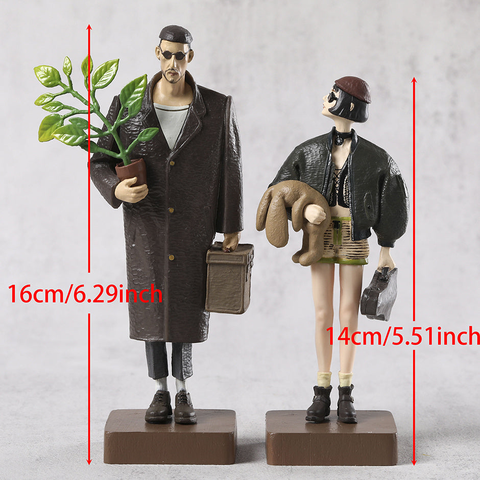 Pair of PVC movie character figurines, 14-16cm, ideal for film buffs and collectors, perfect for home decor.