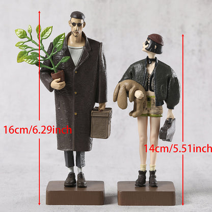 Pair of PVC movie character figurines, 14-16cm, ideal for film buffs and collectors, perfect for home decor.