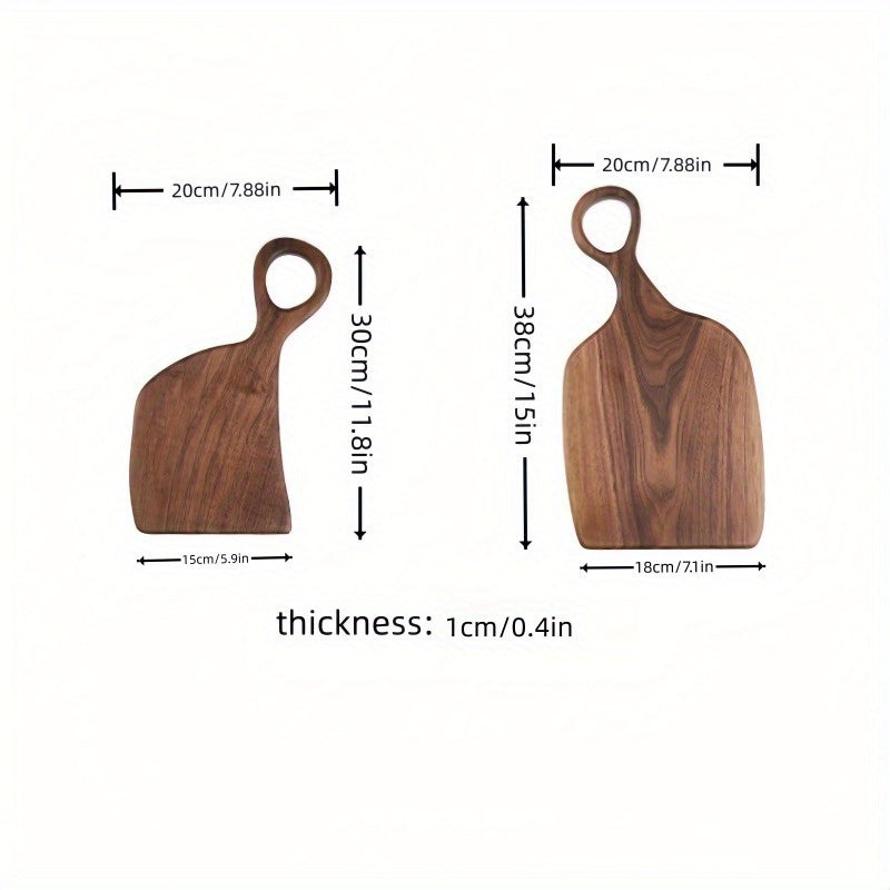 Two handmade walnut chopping boards, perfect for food preparation in the kitchen. Made from high-quality, eco-friendly, food-safe log materials. Ideal for couples and home cooks.