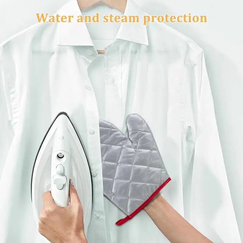 Waterproof anti-steam mitt with finger loop for garment steamers, heat resistant glove for ironing clothes, holder pad for steamers