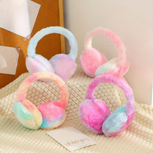 Cozy and Stretchy Winter Ear Warmers for Women in Y2K-Inspired Colorful Faux Rabbit Fur - Candy Colors