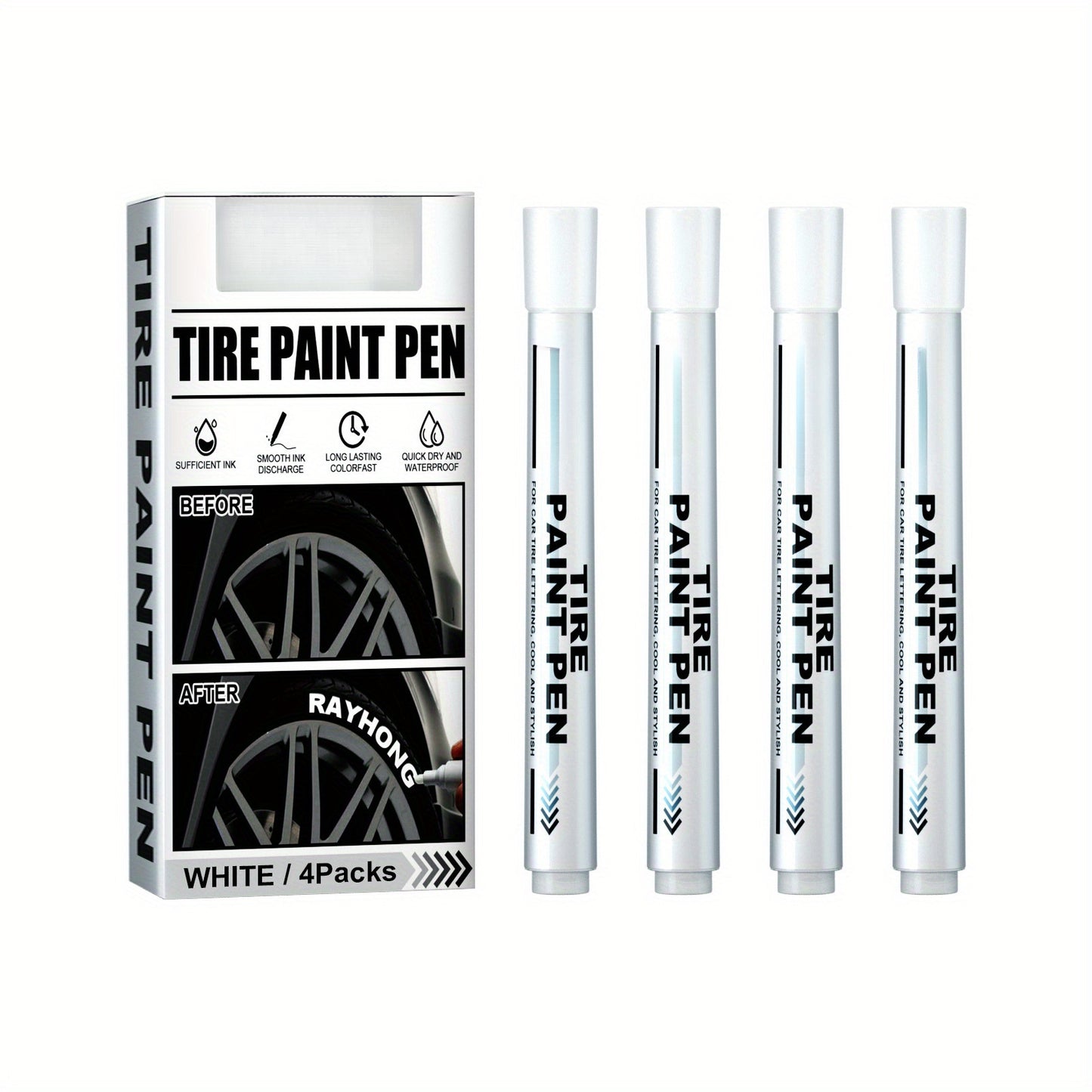 Precision tire marking pens for auto personalization and graffiti art supplies with fine tips for all vehicles.