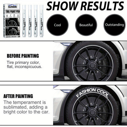 Precision tire marking pens for auto personalization and graffiti art supplies with fine tips for all vehicles.