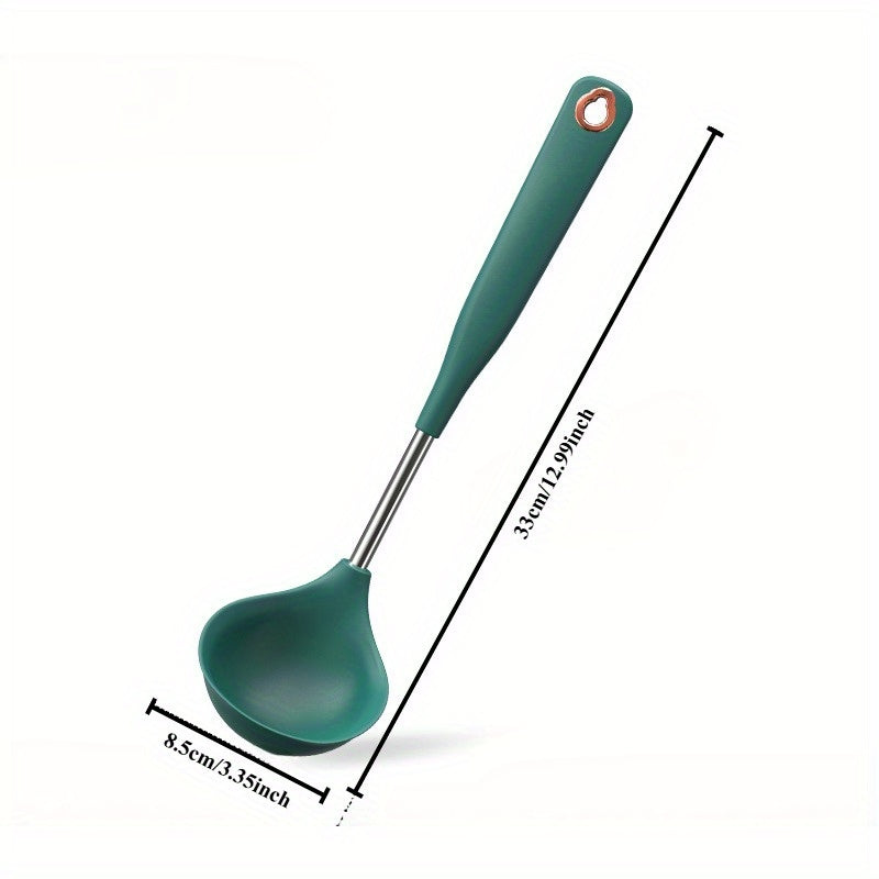 Set of five silicone spatulas for the kitchen made with food grade 304 stainless steel spoon and high temperature-resistant silicone shovel.