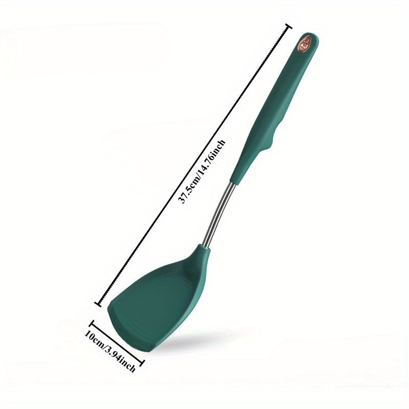 Set of five silicone spatulas for the kitchen made with food grade 304 stainless steel spoon and high temperature-resistant silicone shovel.