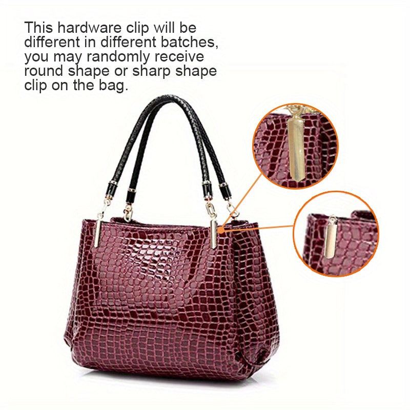 Stylish crocodile pattern handbag with European and American retro design, perfect for commuting and daily use.